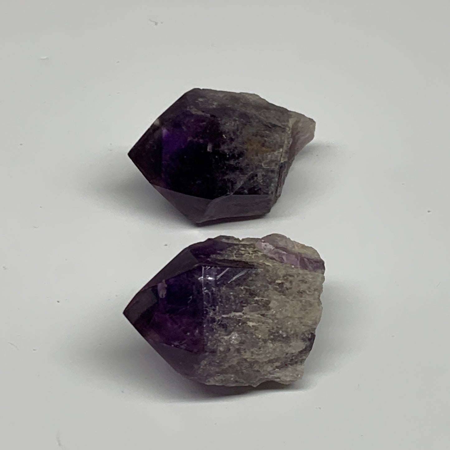 121.8g, 1.8" - 2.1", 2pcs, Amethyst Point Polished Rough lower part, B32386