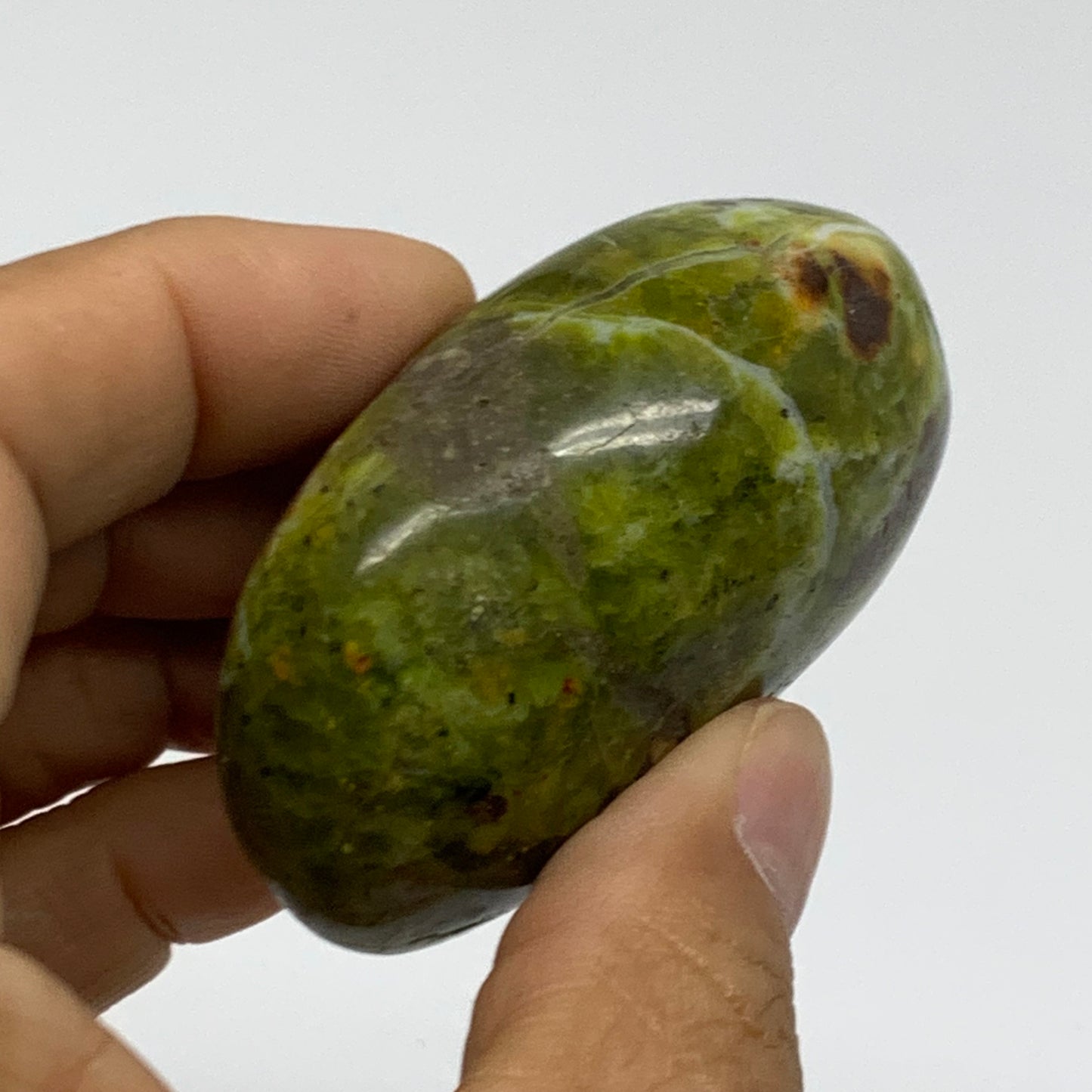 94.5g, 2.4"x1.7"x1.2", Green Opal Crystal PalmStone Polished Reiki, B38272