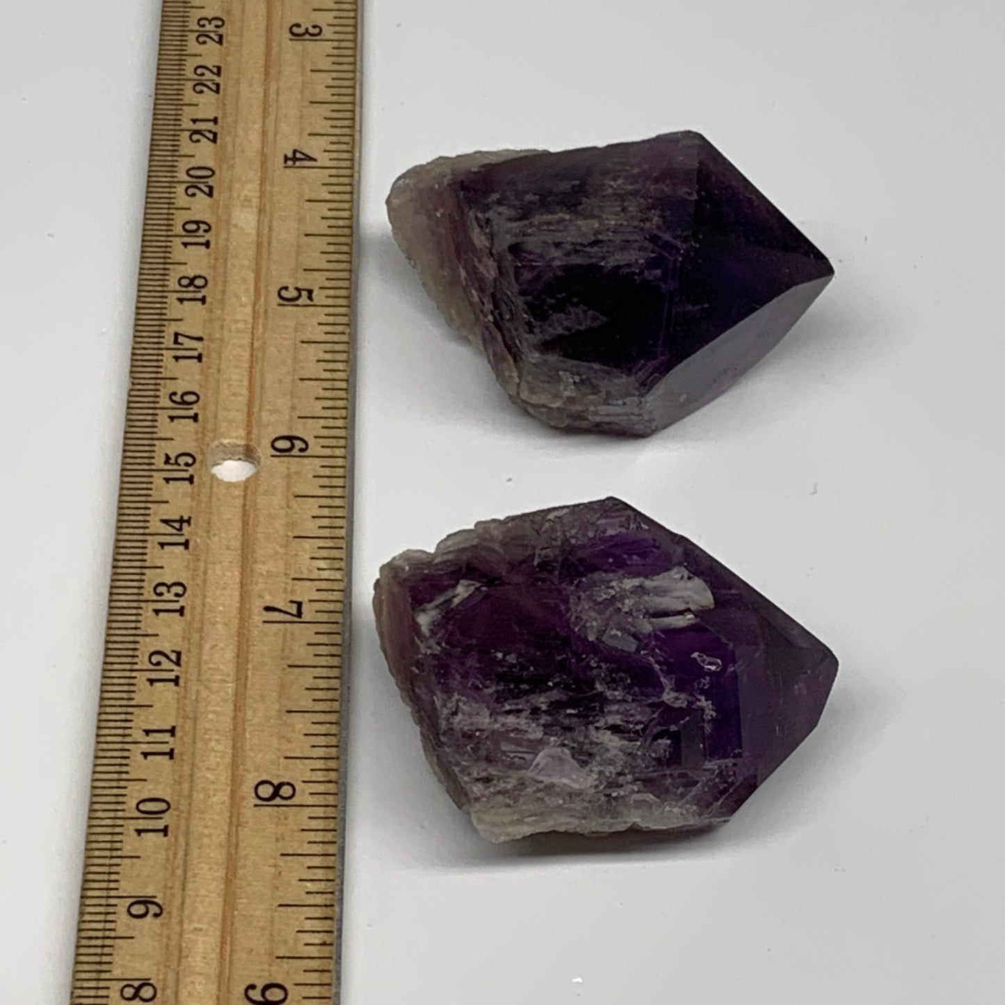 121.8g, 1.8" - 2.1", 2pcs, Amethyst Point Polished Rough lower part, B32386
