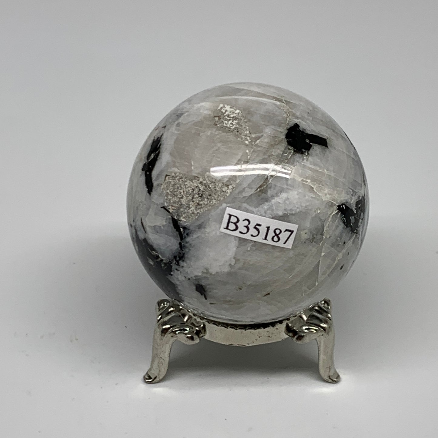 165.7g, 1.9"(49mm), Natural Rainbow Moonstone Sphere Ball Gemstone, B35187