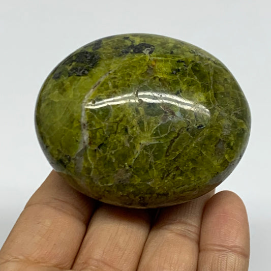 159.9g, 2.5"x2.1"x1.5", Green Opal Crystal PalmStone Polished Reiki, B38273