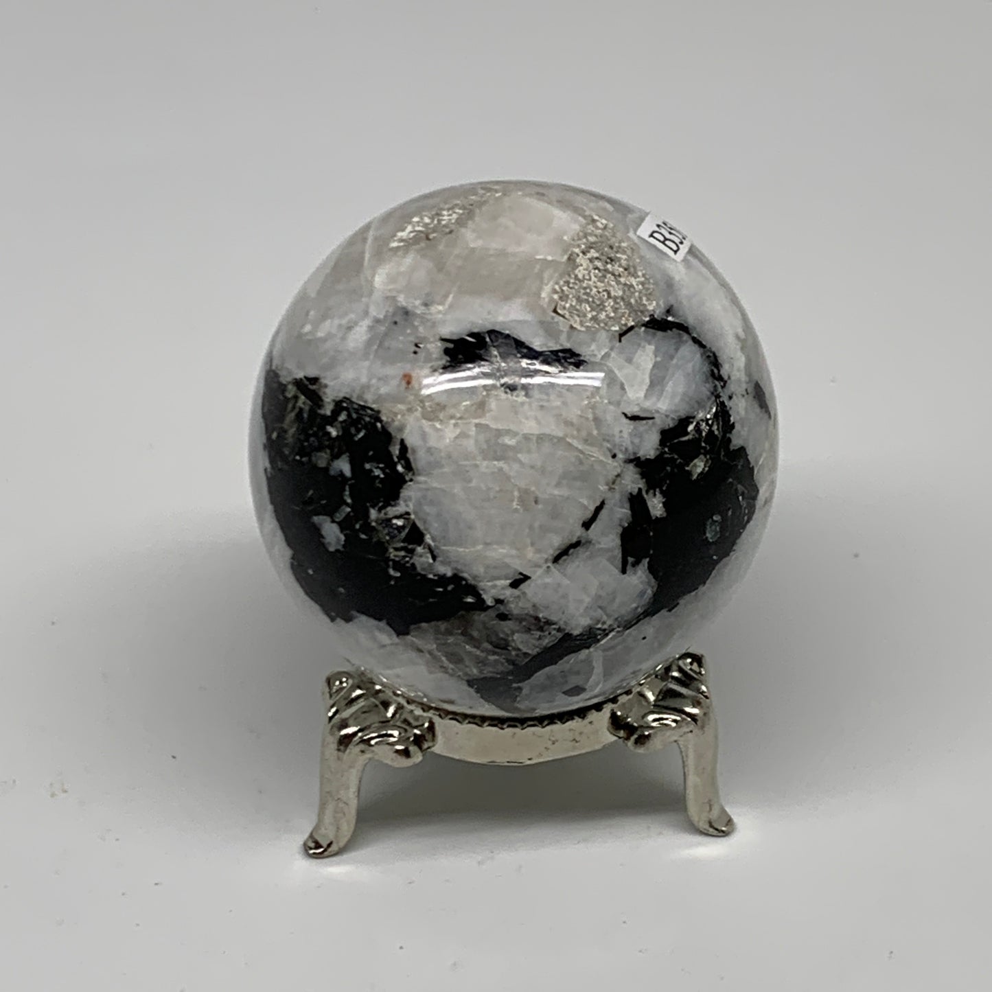 165.7g, 1.9"(49mm), Natural Rainbow Moonstone Sphere Ball Gemstone, B35187