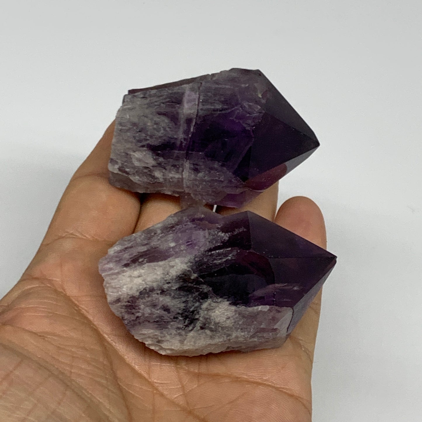 131.4g, 2" - 2.2", 2pcs, Amethyst Point Polished Rough lower part, B32387