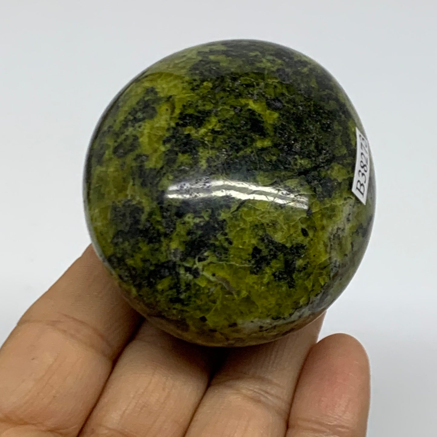 159.9g, 2.5"x2.1"x1.5", Green Opal Crystal PalmStone Polished Reiki, B38273