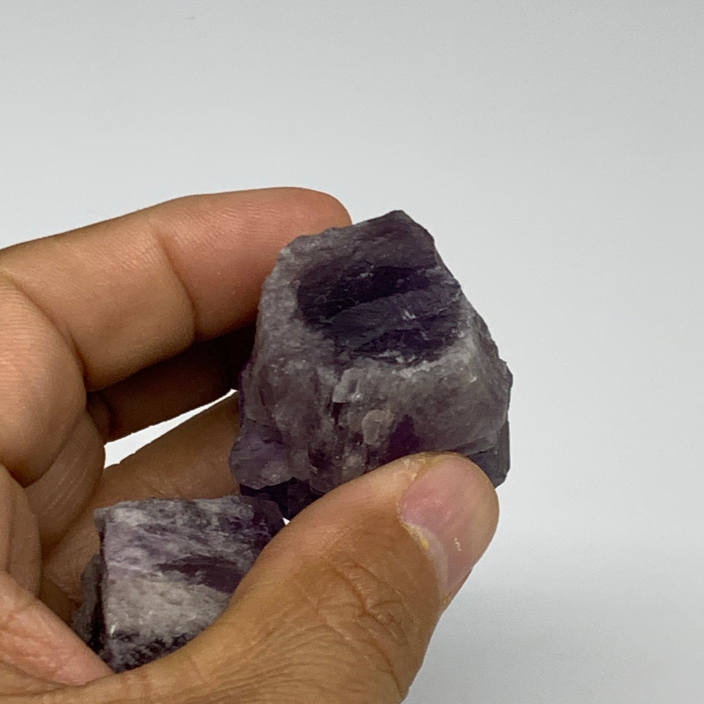 131.4g, 2" - 2.2", 2pcs, Amethyst Point Polished Rough lower part, B32387