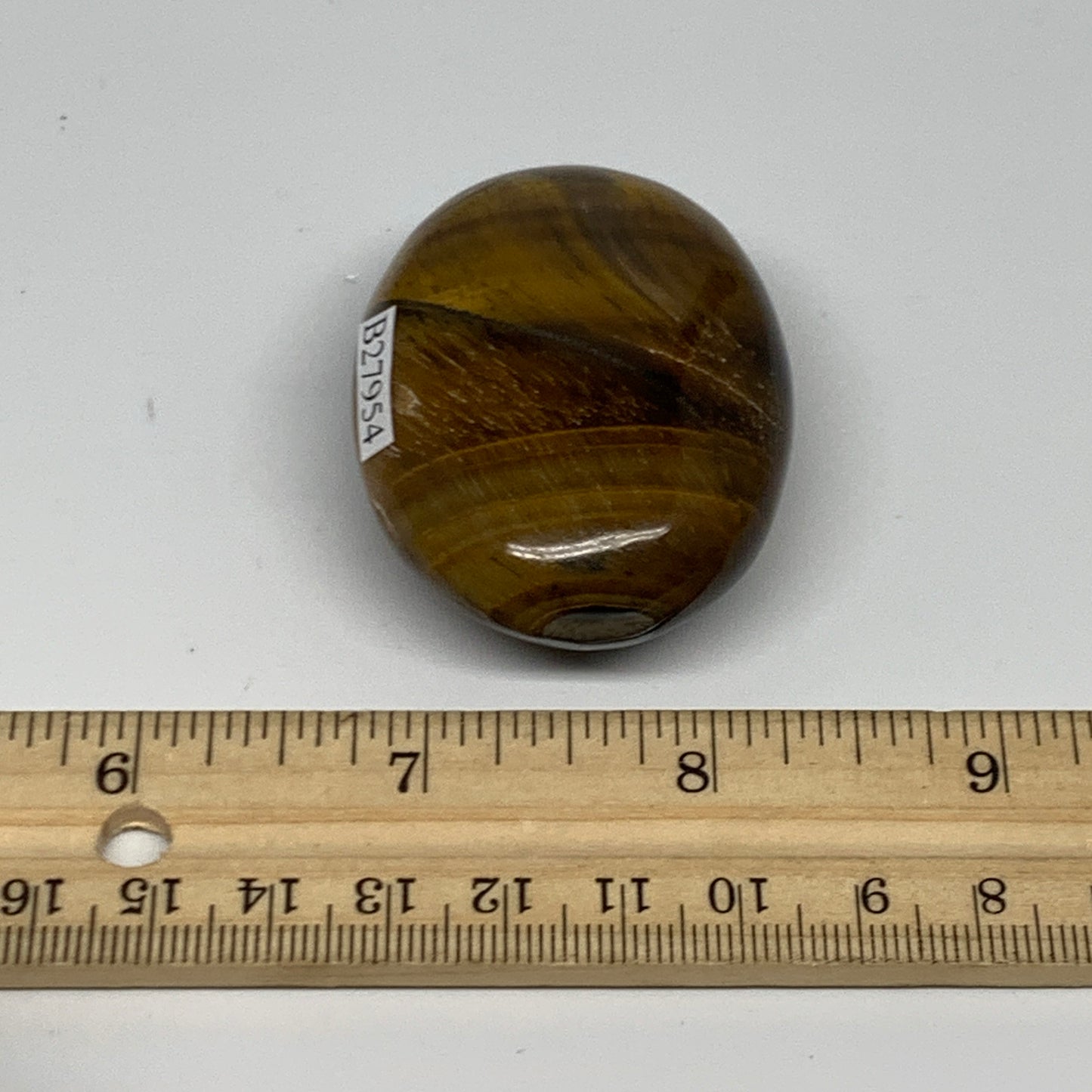 77.7g, 2.1"x1.6"x0.9", Natural Tiger's Eye Palm-Stone Gemstone @India, B27954