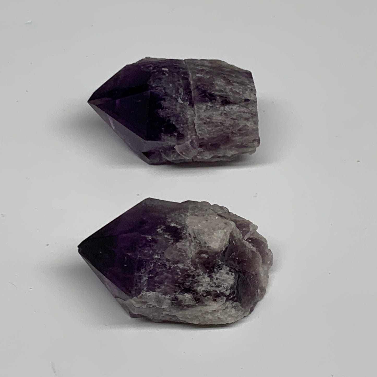 131.4g, 2" - 2.2", 2pcs, Amethyst Point Polished Rough lower part, B32387