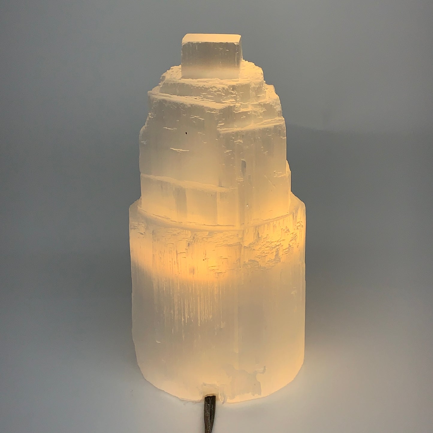 2 lbs, 5.9"x3.1", Raw Rough Selenite (Satin Spar) Lamp Tower, 6ft Chord, B3546