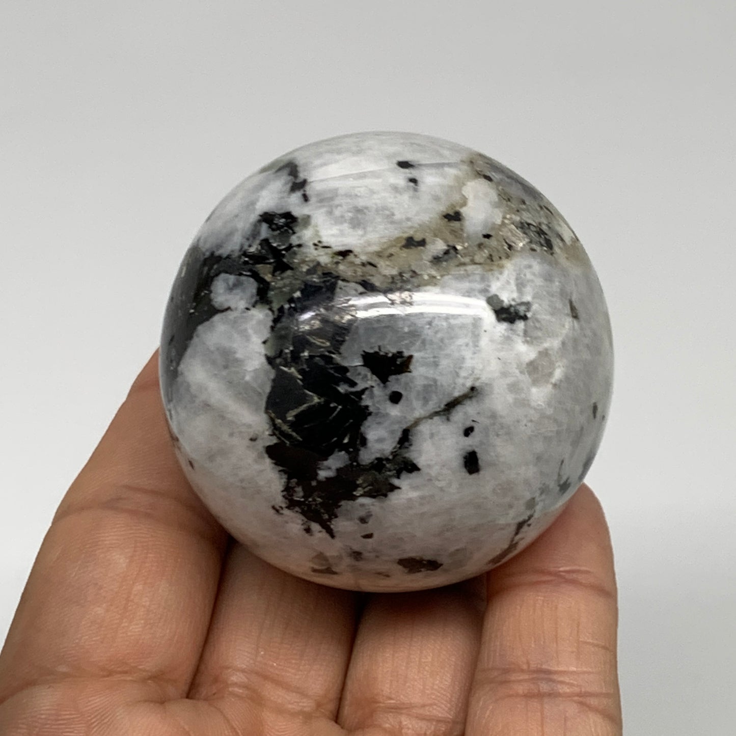 187.8g, 2"(51mm), Natural Rainbow Moonstone Sphere Ball Gemstone, B35188