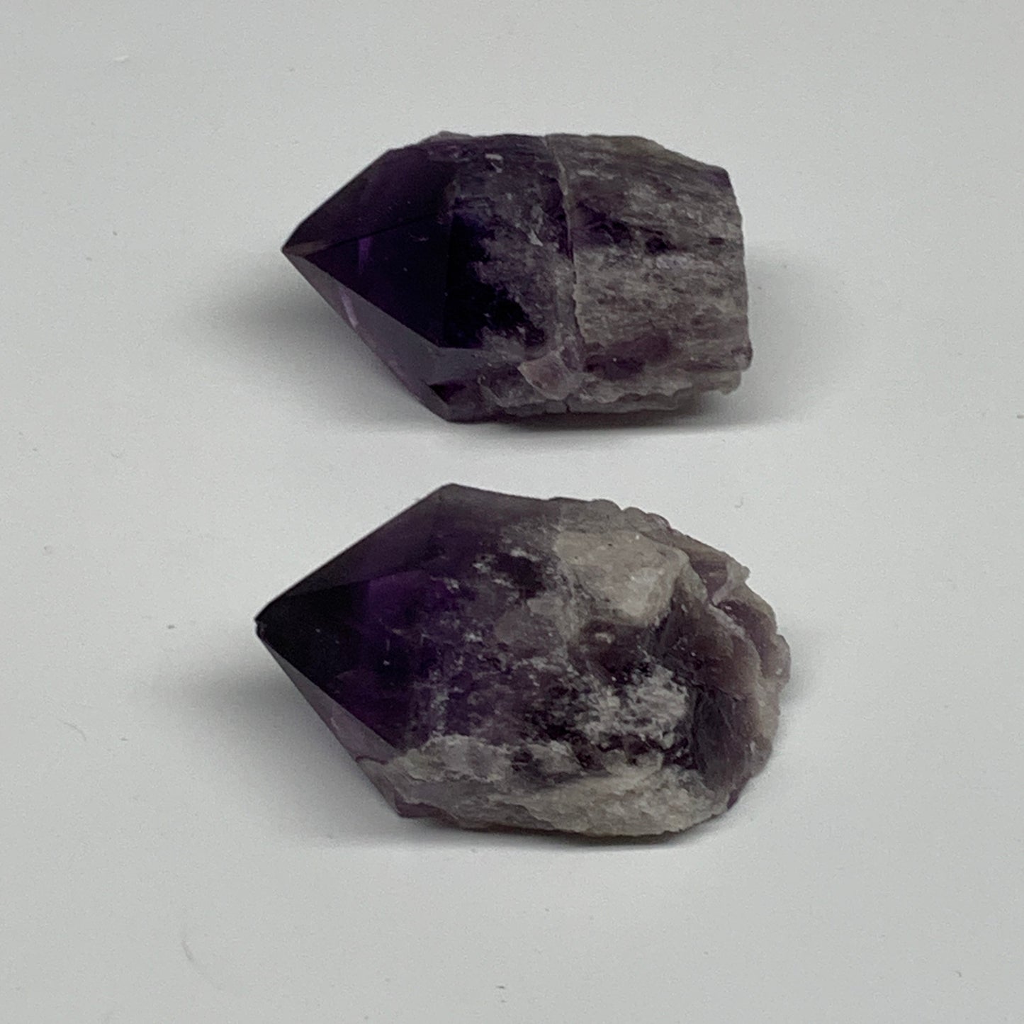 131.4g, 2" - 2.2", 2pcs, Amethyst Point Polished Rough lower part, B32387