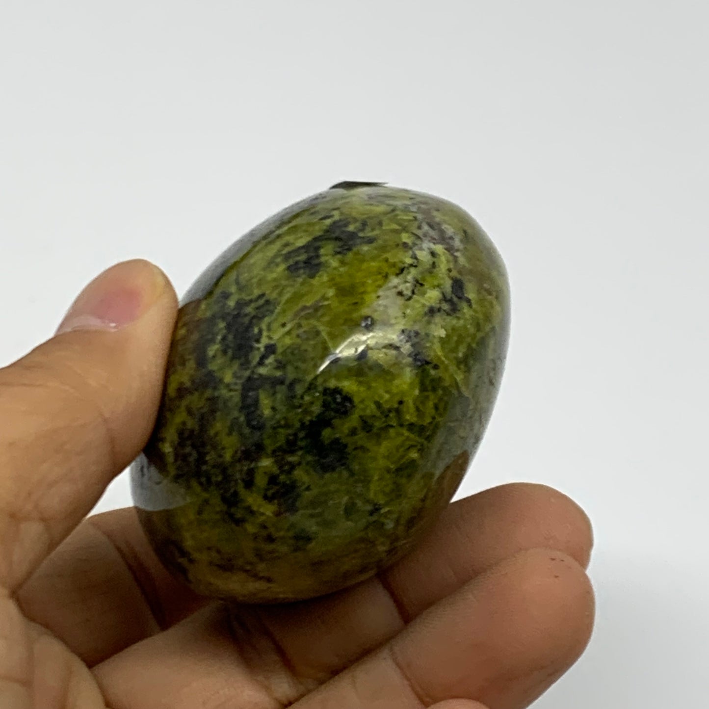 159.9g, 2.5"x2.1"x1.5", Green Opal Crystal PalmStone Polished Reiki, B38273