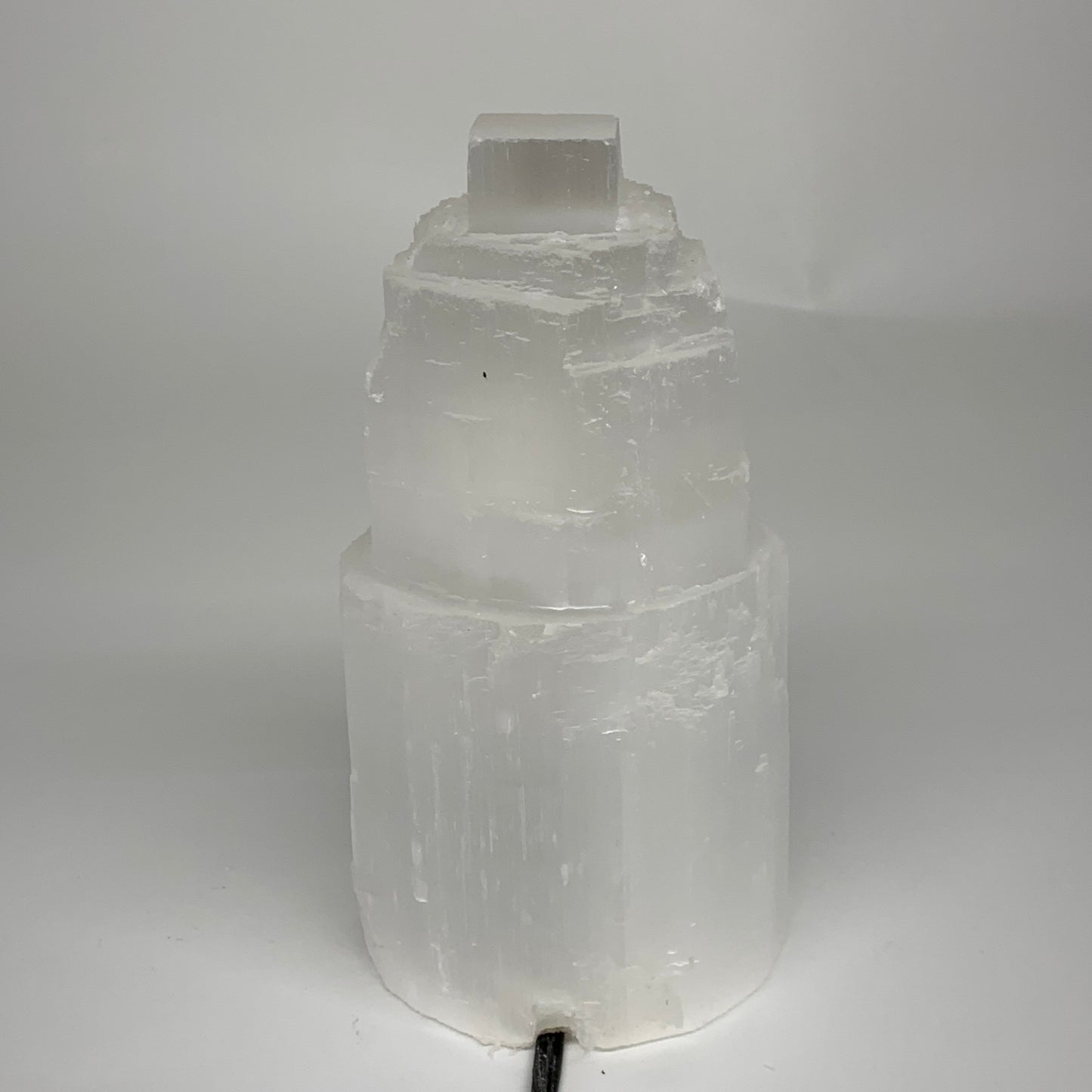 2 lbs, 5.9"x3.1", Raw Rough Selenite (Satin Spar) Lamp Tower, 6ft Chord, B3546