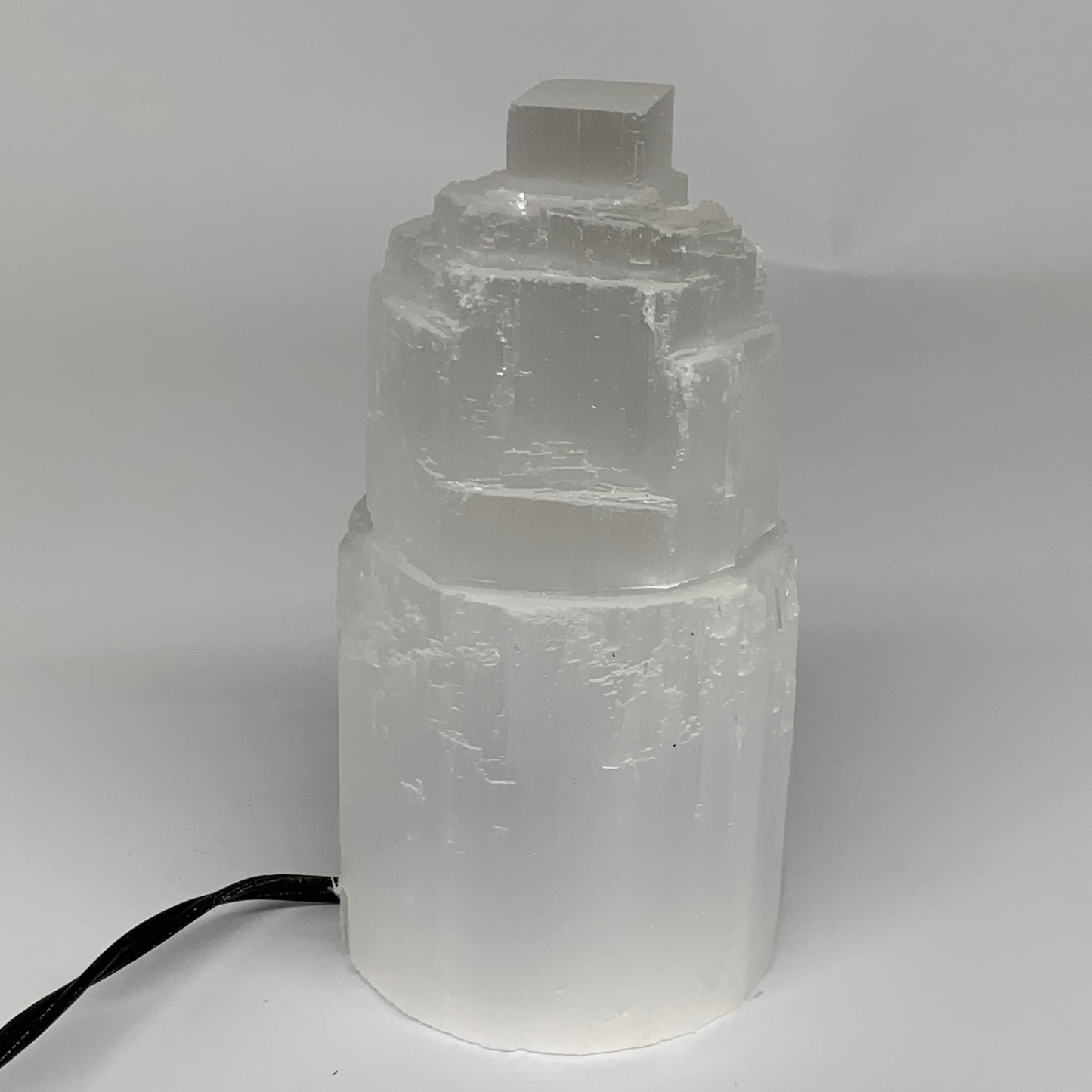 2 lbs, 5.9"x3.1", Raw Rough Selenite (Satin Spar) Lamp Tower, 6ft Chord, B3546