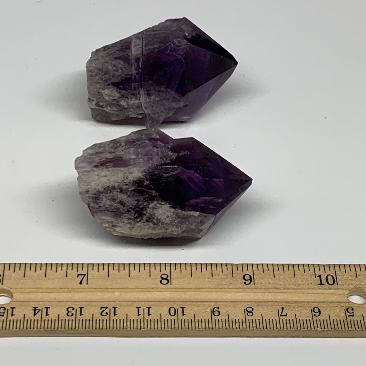 131.4g, 2" - 2.2", 2pcs, Amethyst Point Polished Rough lower part, B32387