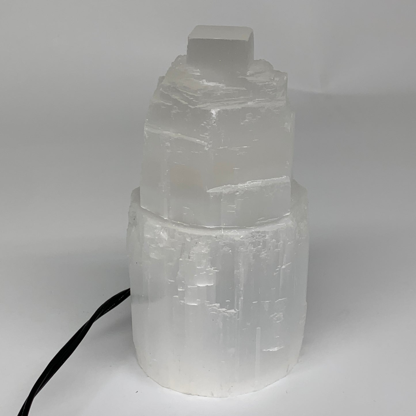 2 lbs, 5.9"x3.1", Raw Rough Selenite (Satin Spar) Lamp Tower, 6ft Chord, B3546