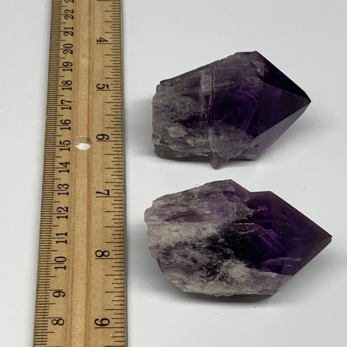 131.4g, 2" - 2.2", 2pcs, Amethyst Point Polished Rough lower part, B32387