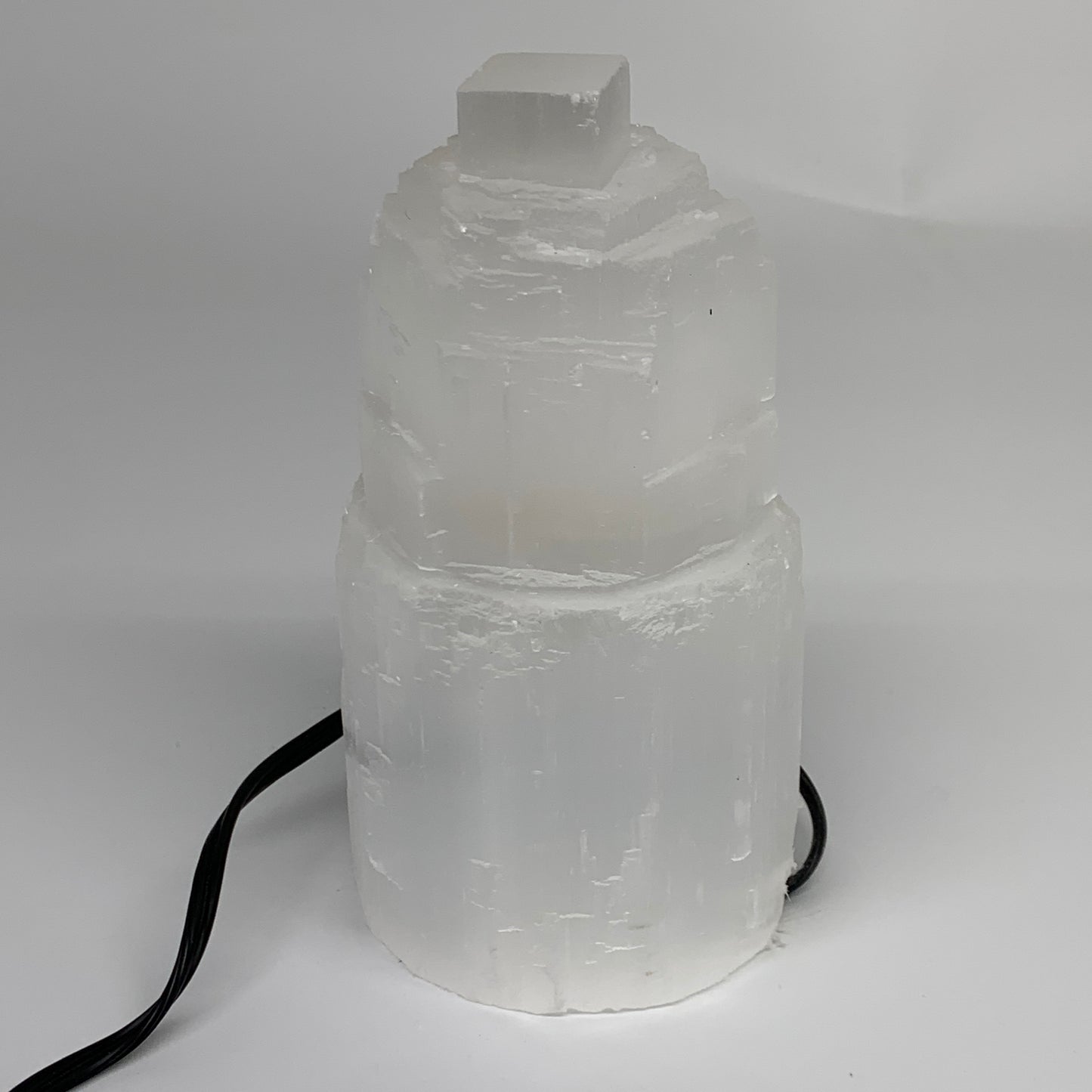 2 lbs, 5.9"x3.1", Raw Rough Selenite (Satin Spar) Lamp Tower, 6ft Chord, B3546