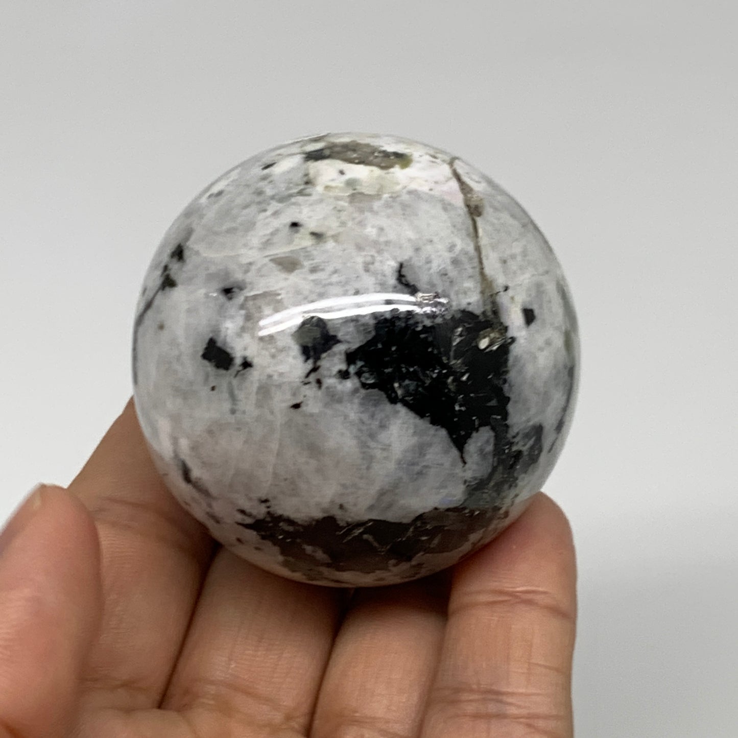 187.8g, 2"(51mm), Natural Rainbow Moonstone Sphere Ball Gemstone, B35188