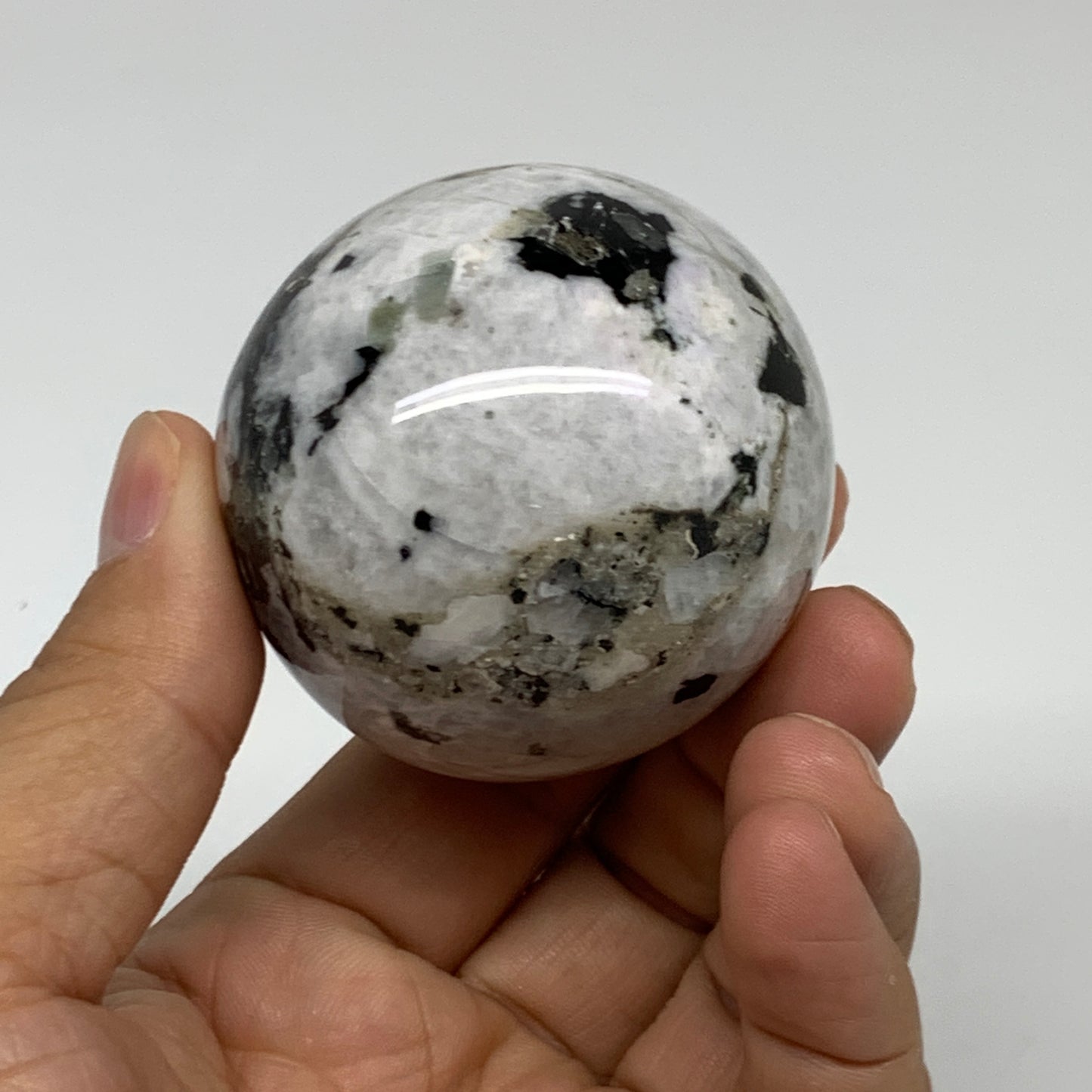 187.8g, 2"(51mm), Natural Rainbow Moonstone Sphere Ball Gemstone, B35188