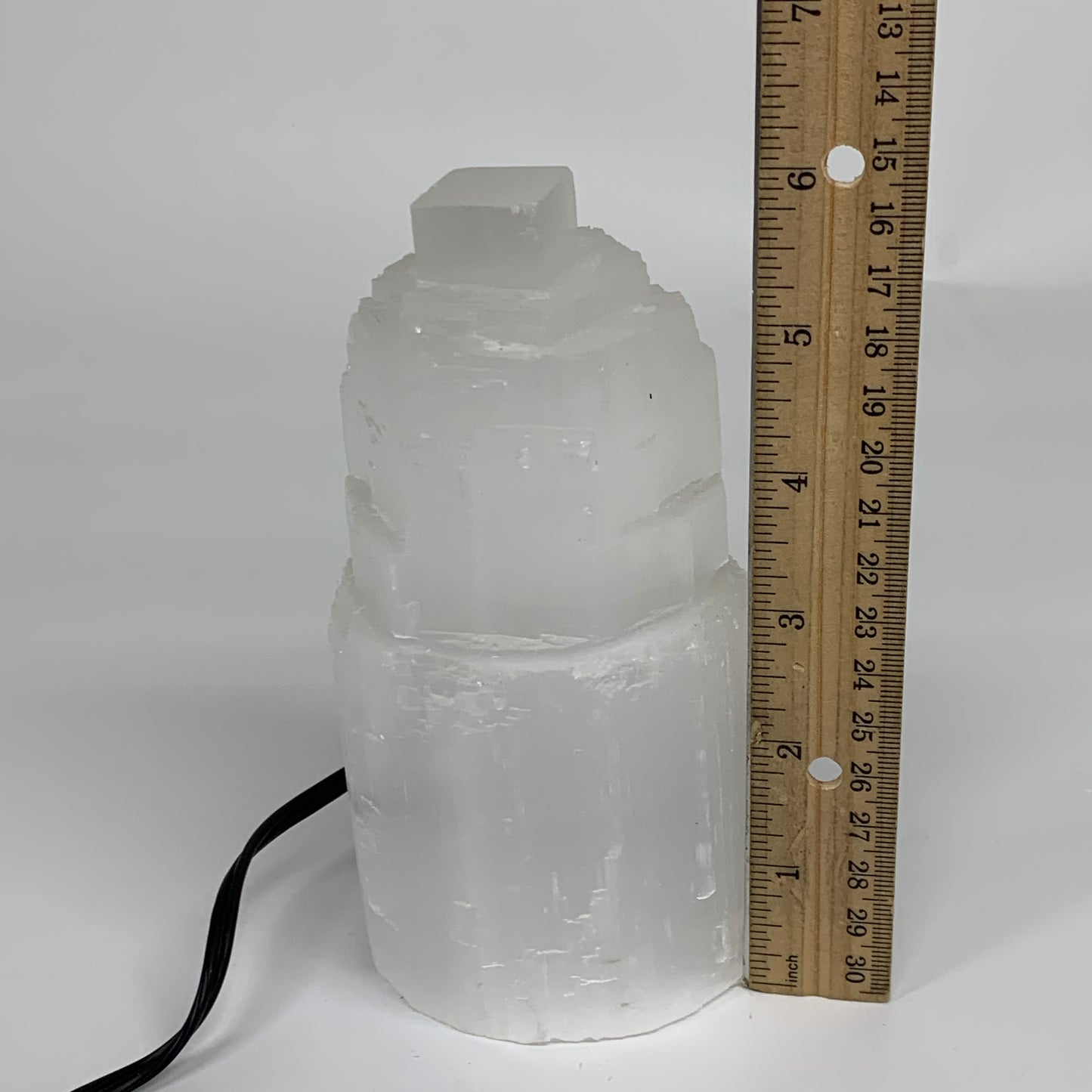 2 lbs, 5.9"x3.1", Raw Rough Selenite (Satin Spar) Lamp Tower, 6ft Chord, B3546