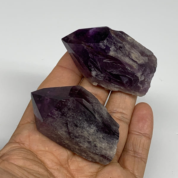 108.2g, 2.2" - 2.2", 2pcs, Amethyst Point Polished Rough lower part, B32388