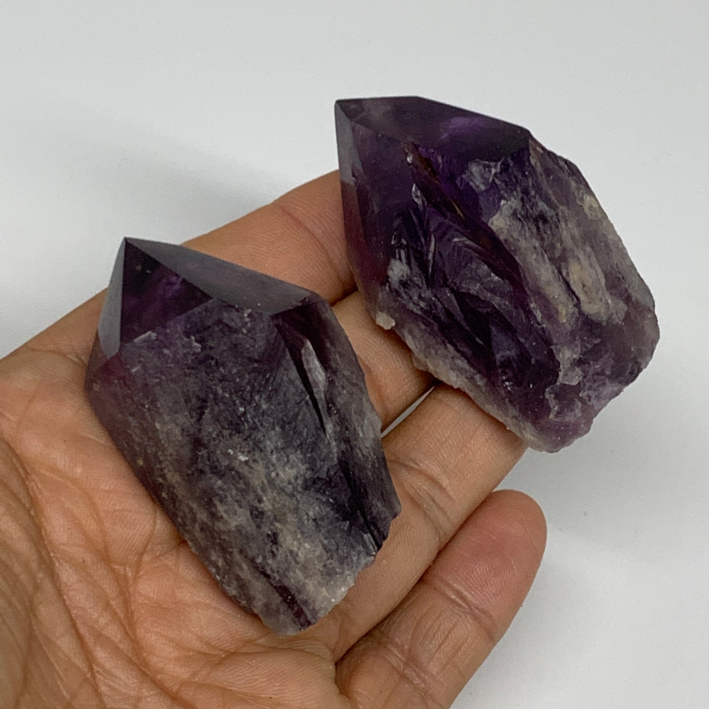 108.2g, 2.2" - 2.2", 2pcs, Amethyst Point Polished Rough lower part, B32388