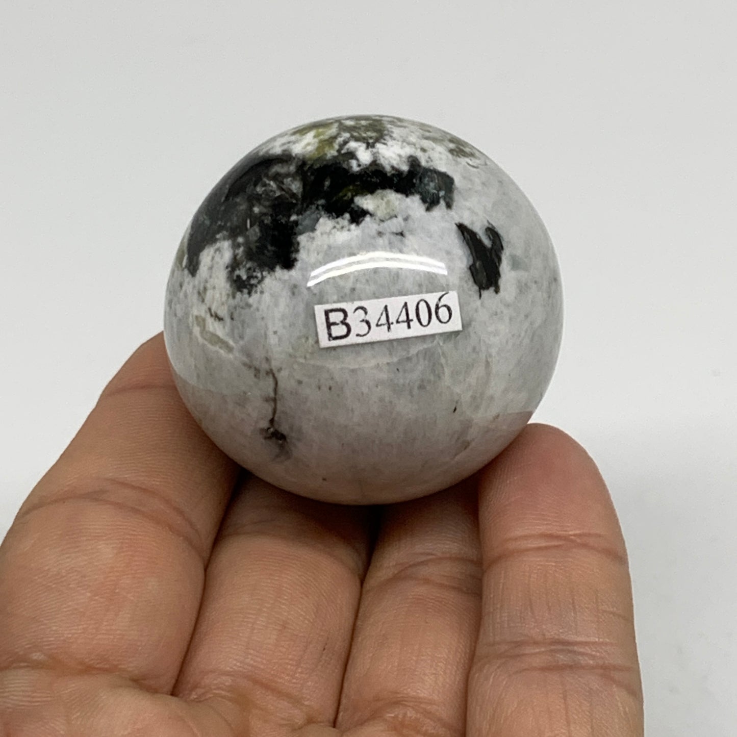 99.9g, 1.6"(40mm), Natural Rainbow Moonstone Sphere Ball Gemstone, B34406