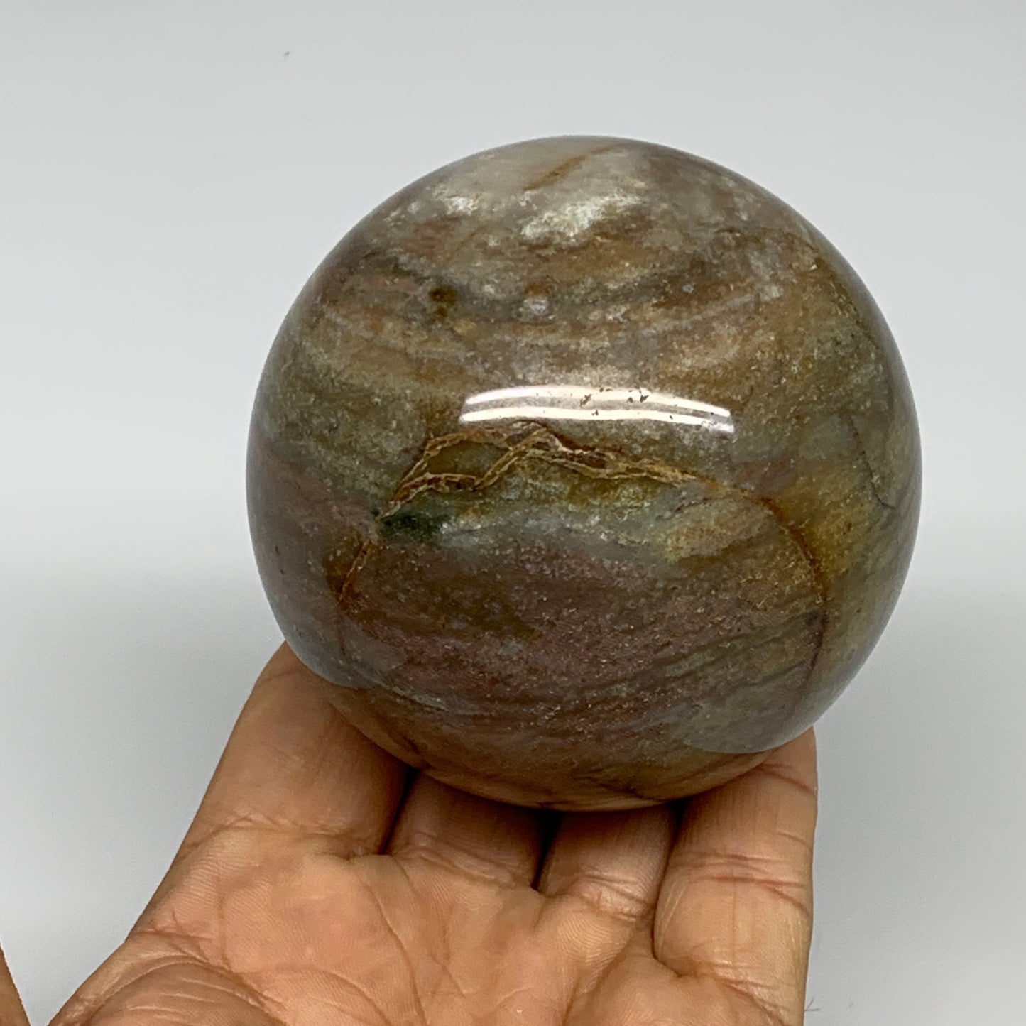 1.15 lbs, 2.9" (72mm), Ocean Jasper Sphere Geode Crystal Reiki, B30955