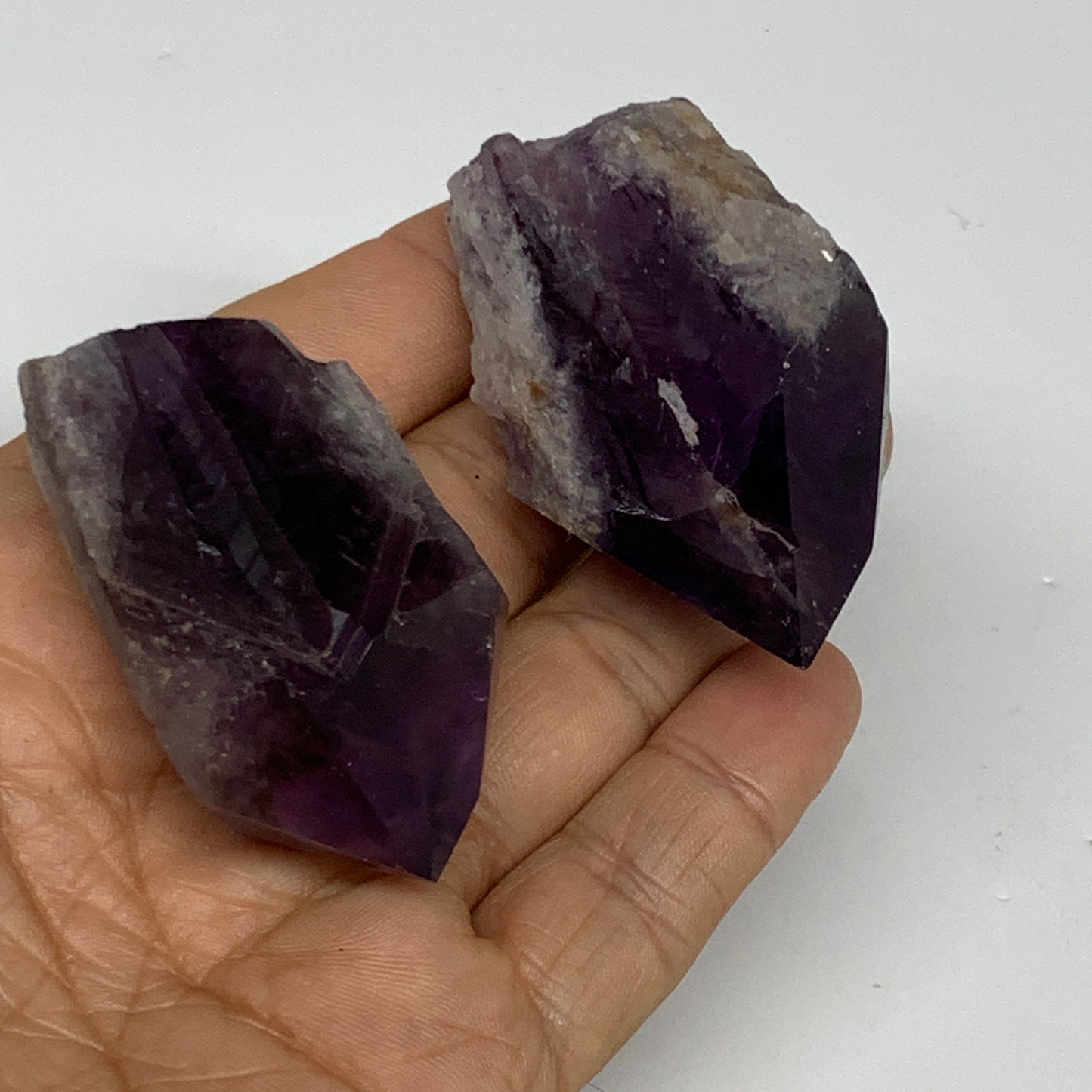 108.2g, 2.2" - 2.2", 2pcs, Amethyst Point Polished Rough lower part, B32388