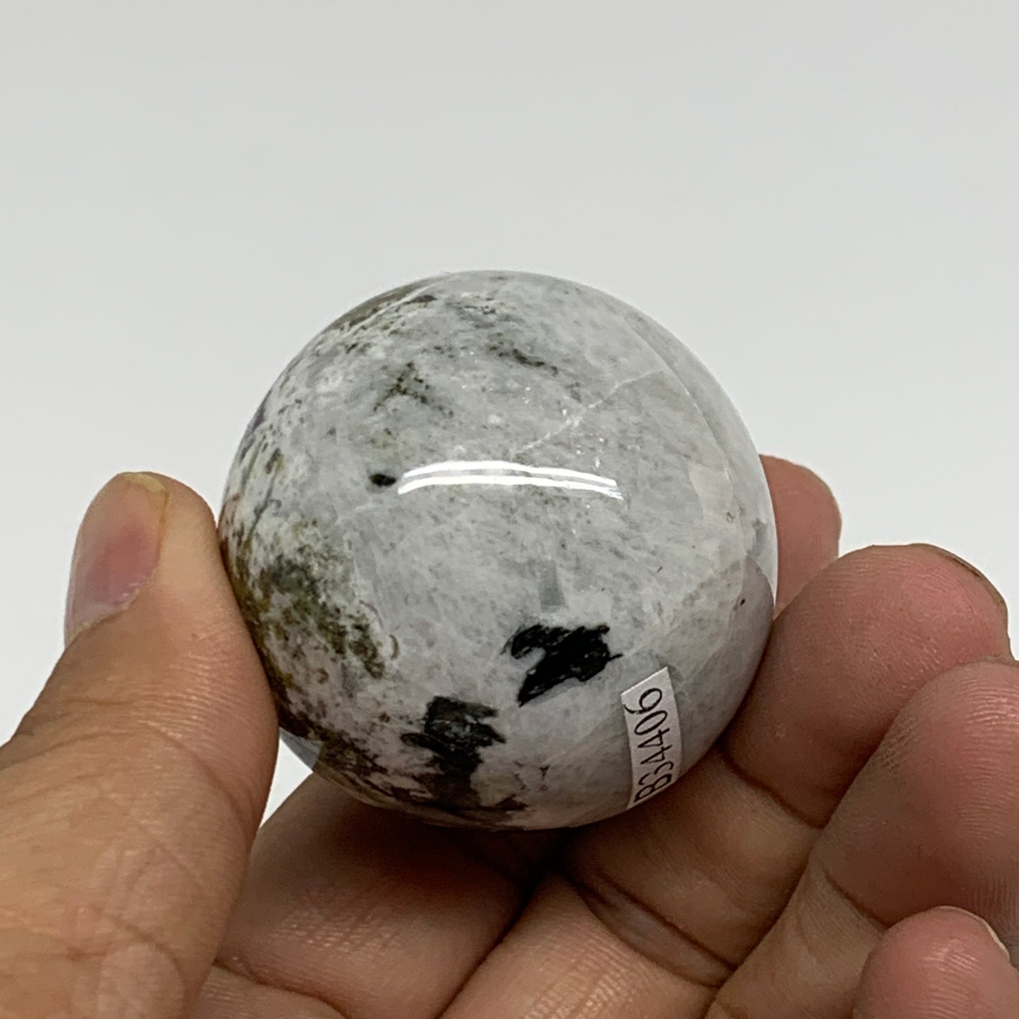 99.9g, 1.6"(40mm), Natural Rainbow Moonstone Sphere Ball Gemstone, B34406