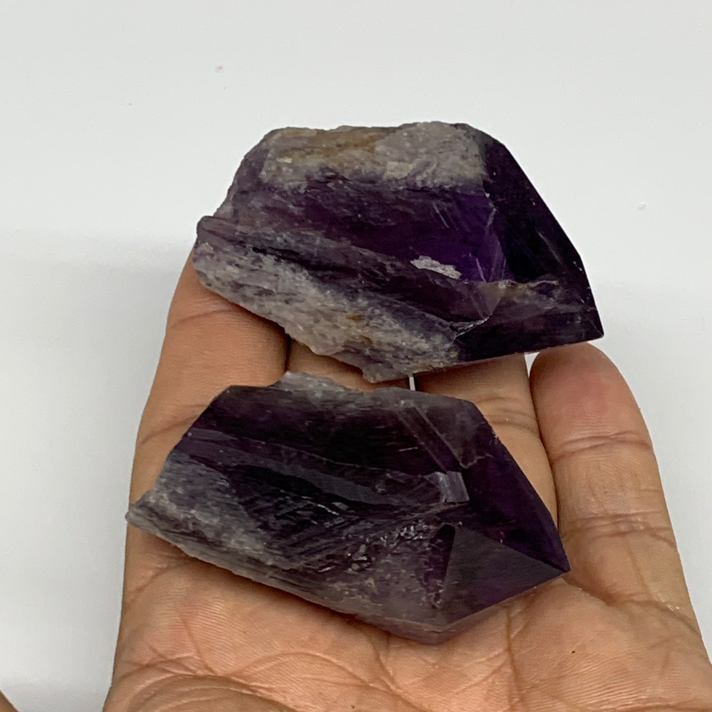 108.2g, 2.2" - 2.2", 2pcs, Amethyst Point Polished Rough lower part, B32388