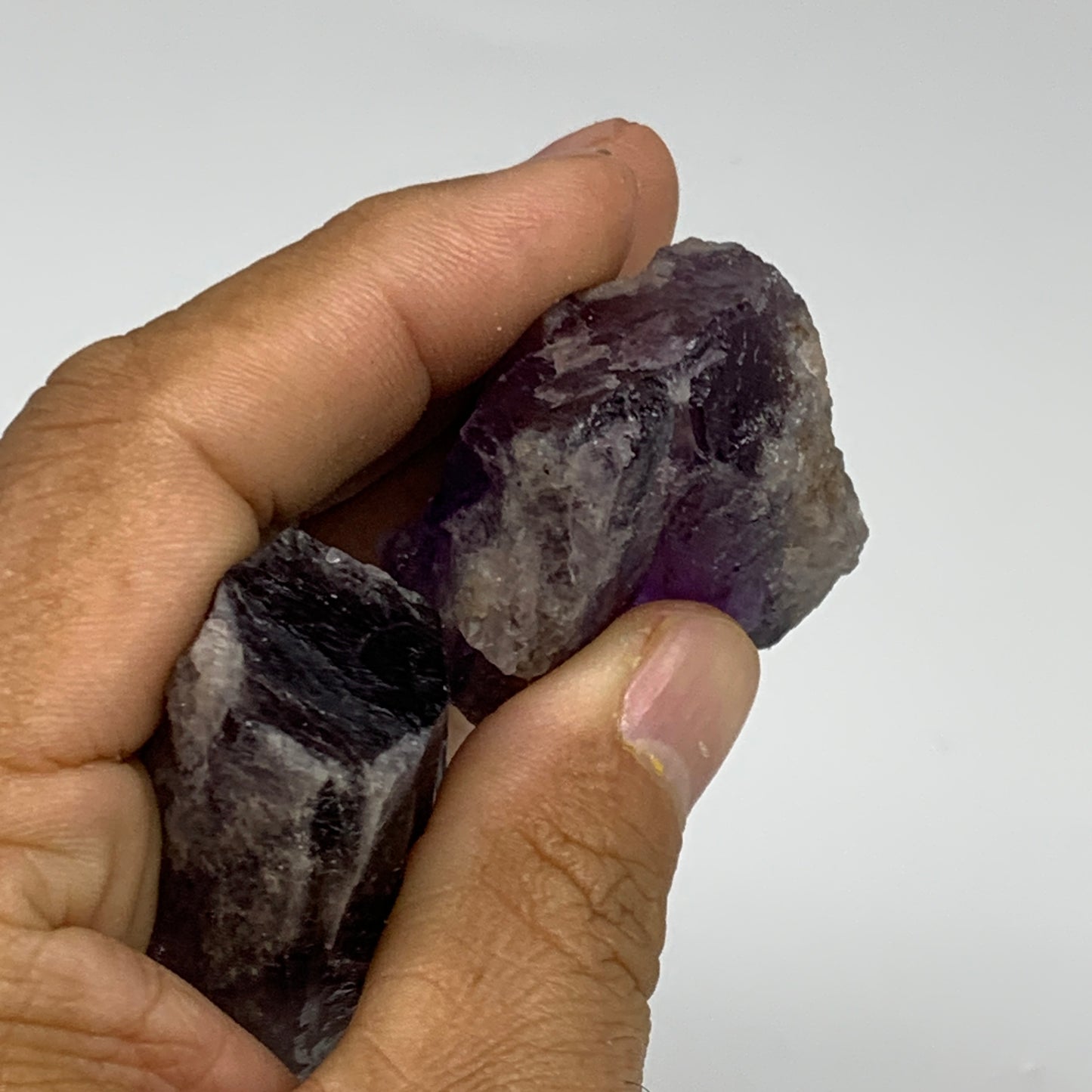 108.2g, 2.2" - 2.2", 2pcs, Amethyst Point Polished Rough lower part, B32388