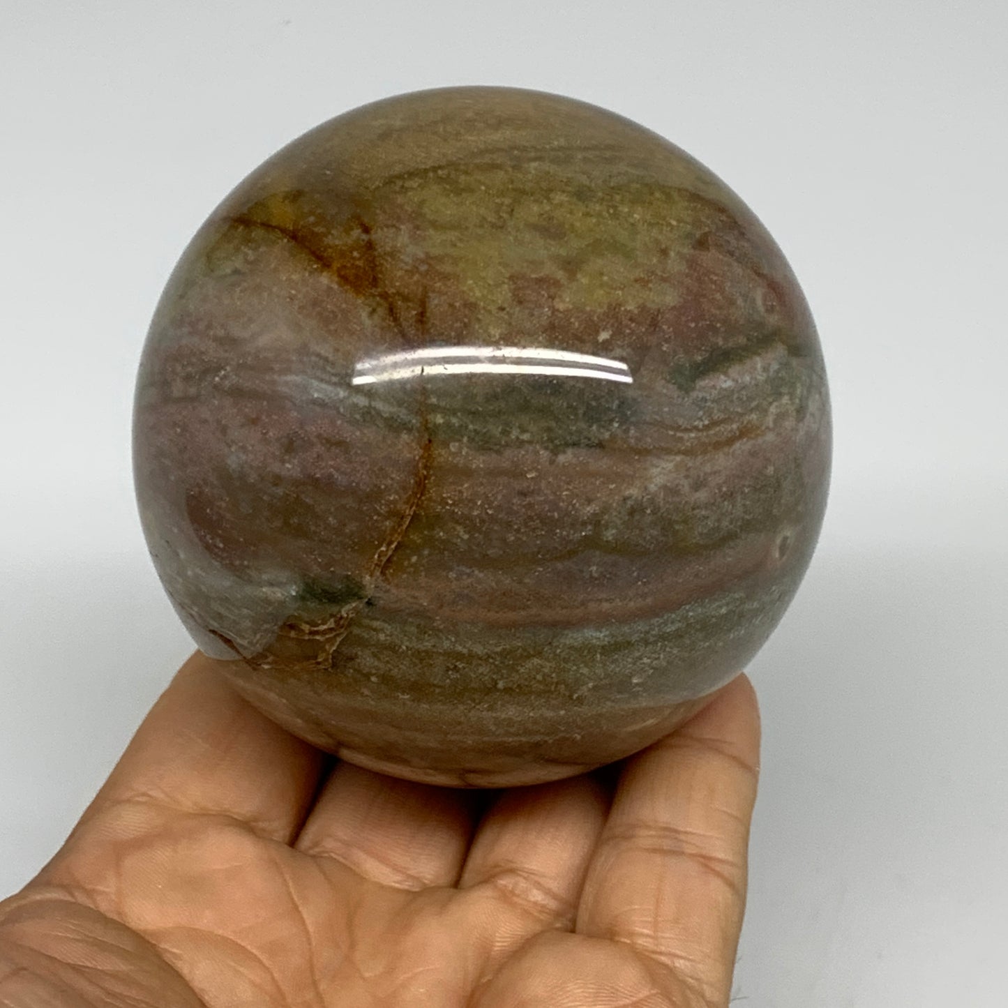 1.15 lbs, 2.9" (72mm), Ocean Jasper Sphere Geode Crystal Reiki, B30955