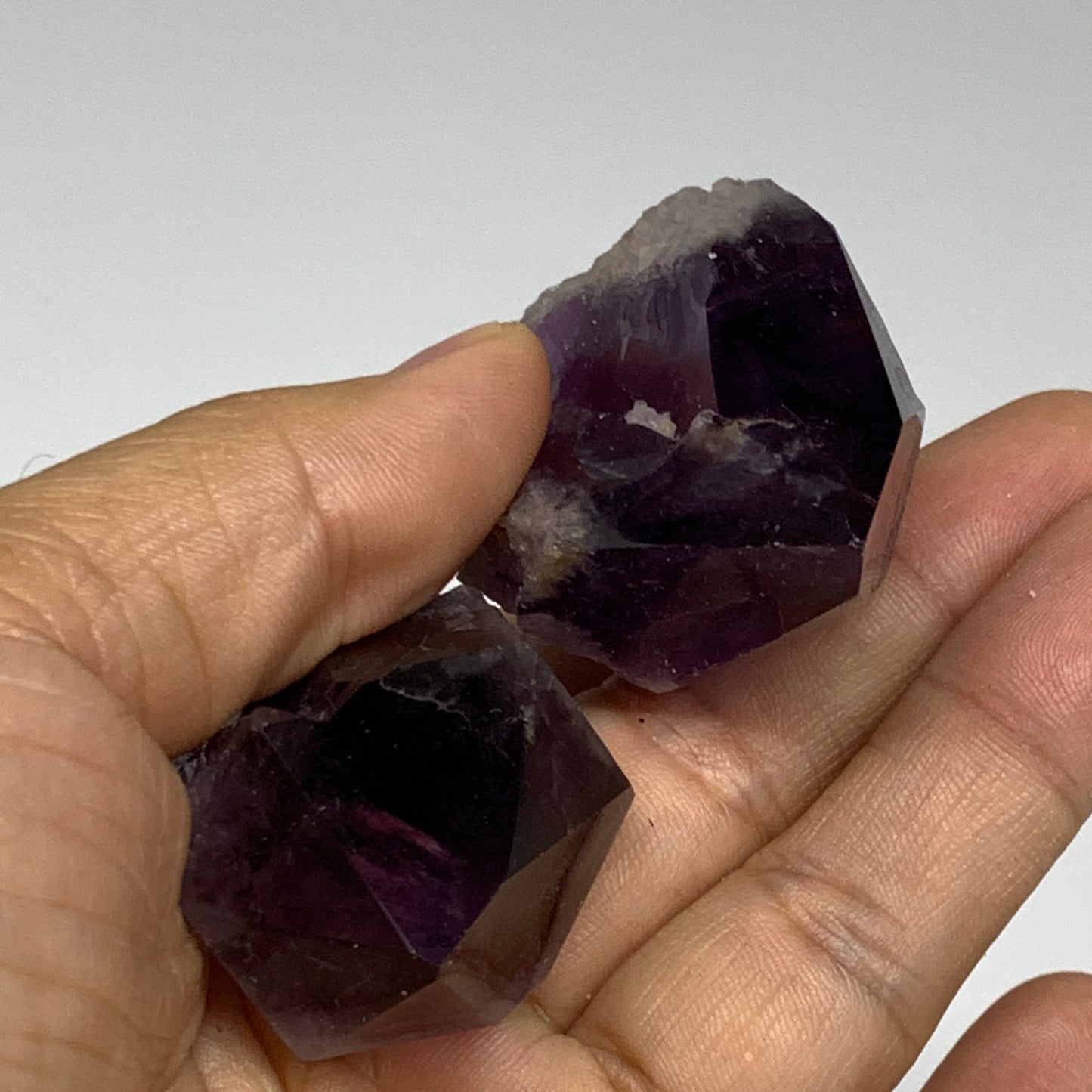 108.2g, 2.2" - 2.2", 2pcs, Amethyst Point Polished Rough lower part, B32388