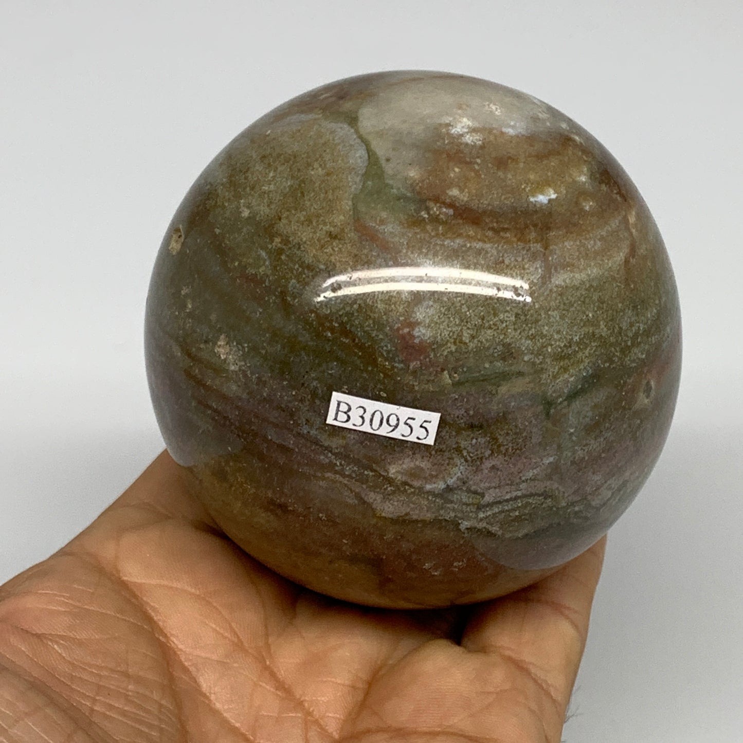 1.15 lbs, 2.9" (72mm), Ocean Jasper Sphere Geode Crystal Reiki, B30955