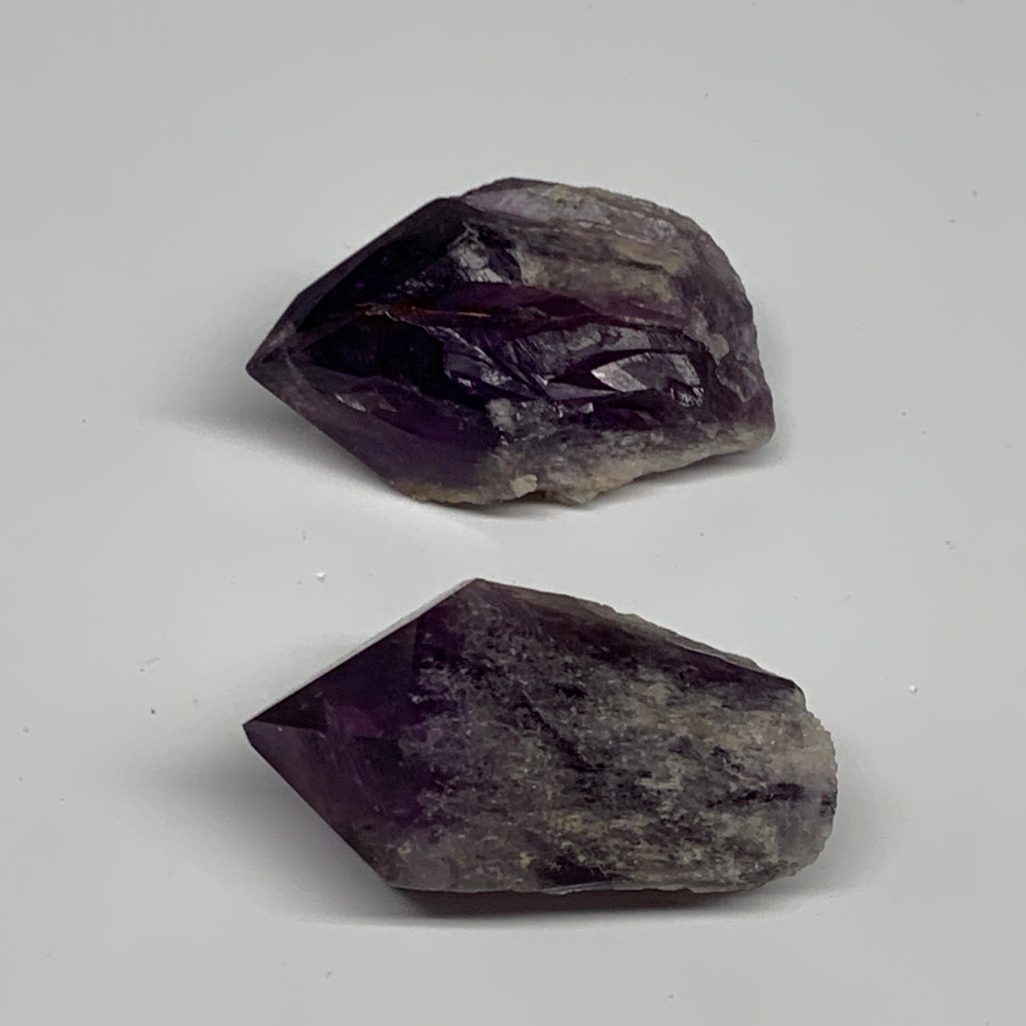 108.2g, 2.2" - 2.2", 2pcs, Amethyst Point Polished Rough lower part, B32388