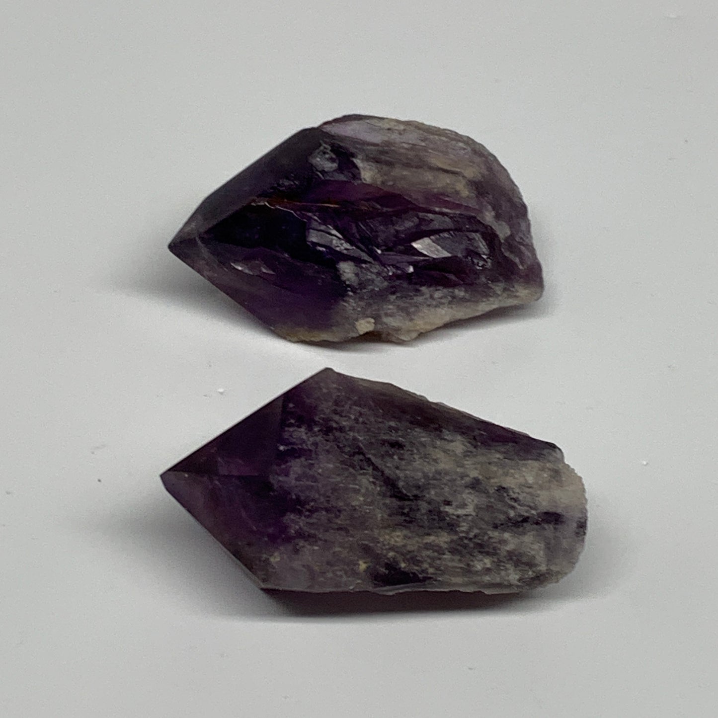108.2g, 2.2" - 2.2", 2pcs, Amethyst Point Polished Rough lower part, B32388