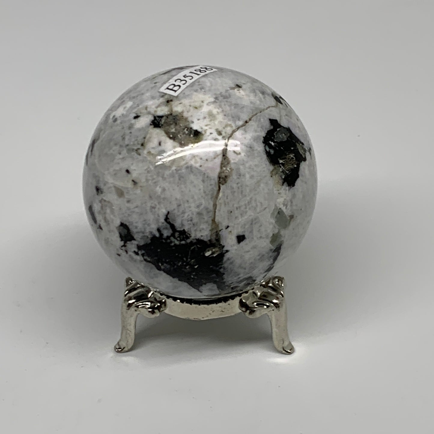 187.8g, 2"(51mm), Natural Rainbow Moonstone Sphere Ball Gemstone, B35188