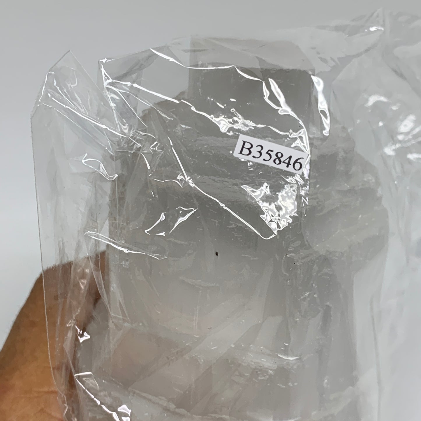 2 lbs, 5.9"x3.1", Raw Rough Selenite (Satin Spar) Lamp Tower, 6ft Chord, B3546