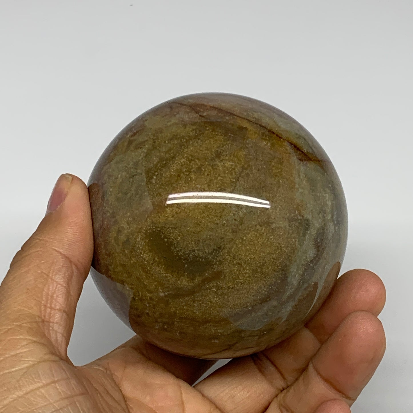 1.15 lbs, 2.9" (72mm), Ocean Jasper Sphere Geode Crystal Reiki, B30955