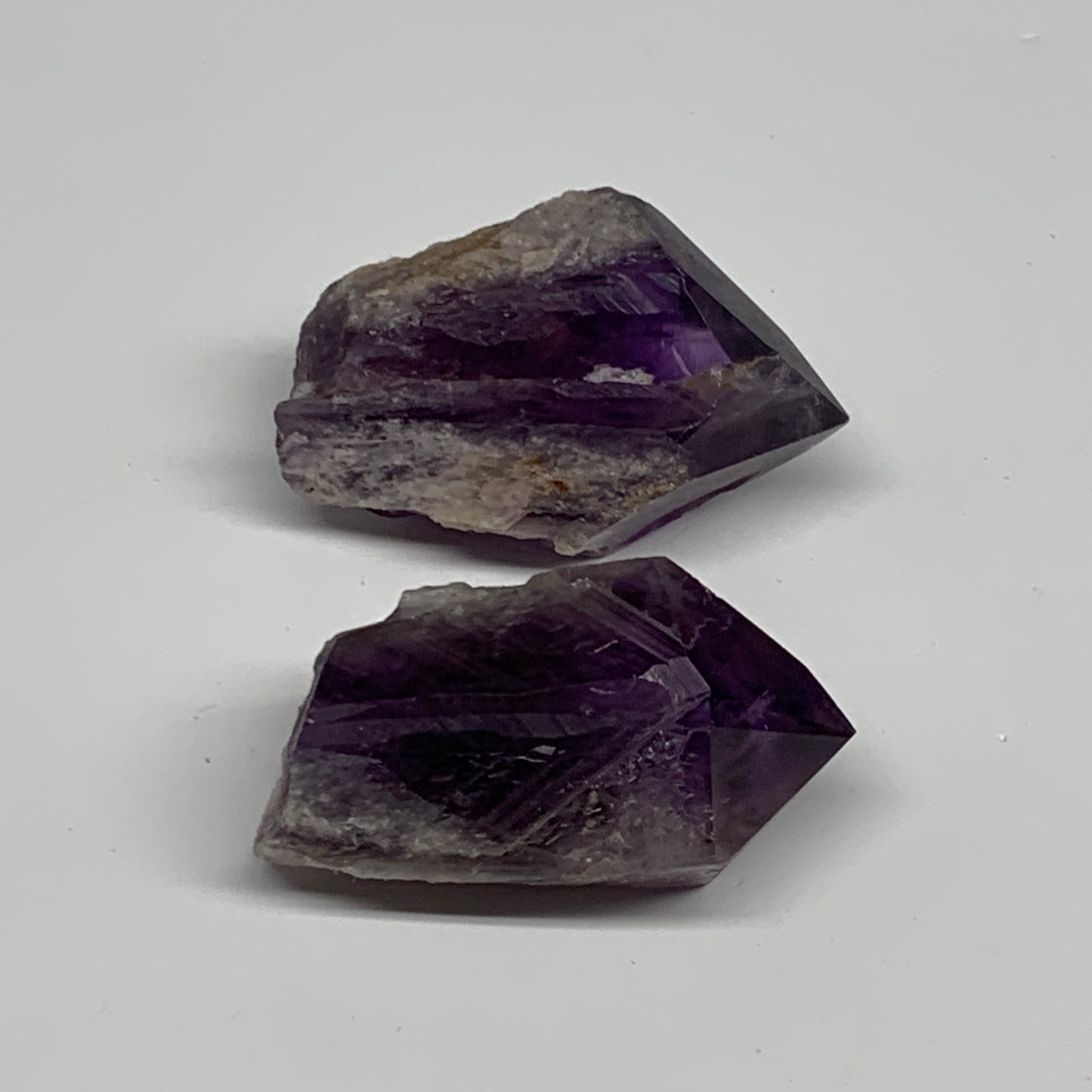 108.2g, 2.2" - 2.2", 2pcs, Amethyst Point Polished Rough lower part, B32388