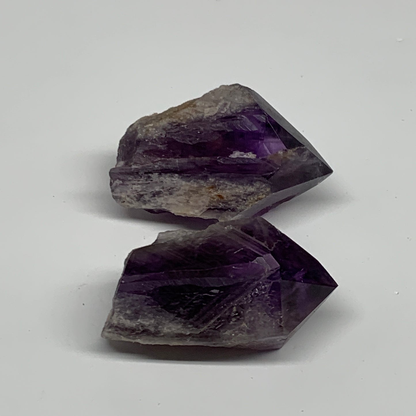 108.2g, 2.2" - 2.2", 2pcs, Amethyst Point Polished Rough lower part, B32388