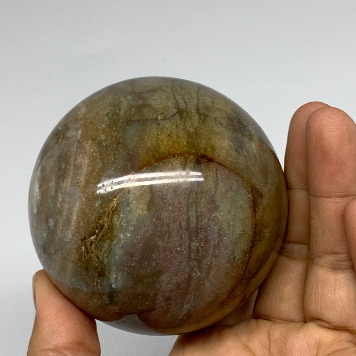 1.15 lbs, 2.9" (72mm), Ocean Jasper Sphere Geode Crystal Reiki, B30955