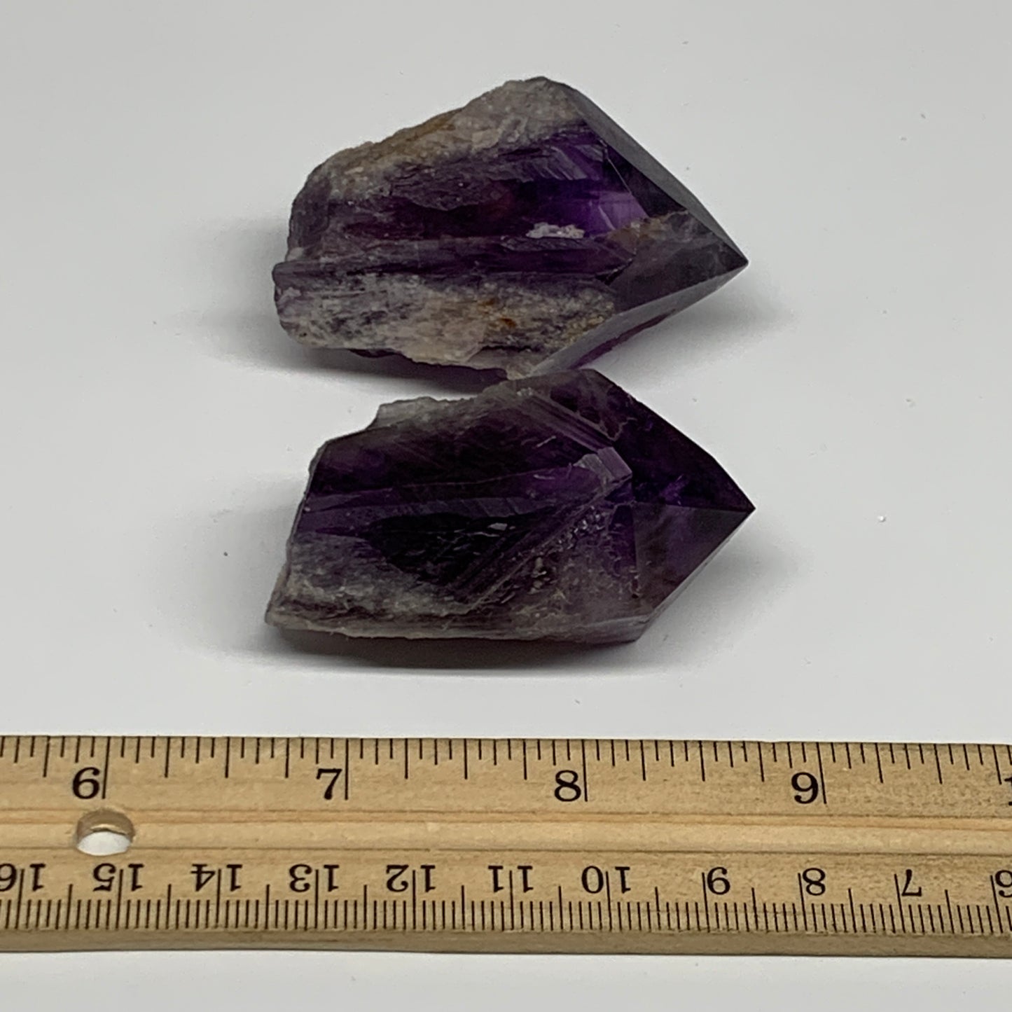 108.2g, 2.2" - 2.2", 2pcs, Amethyst Point Polished Rough lower part, B32388
