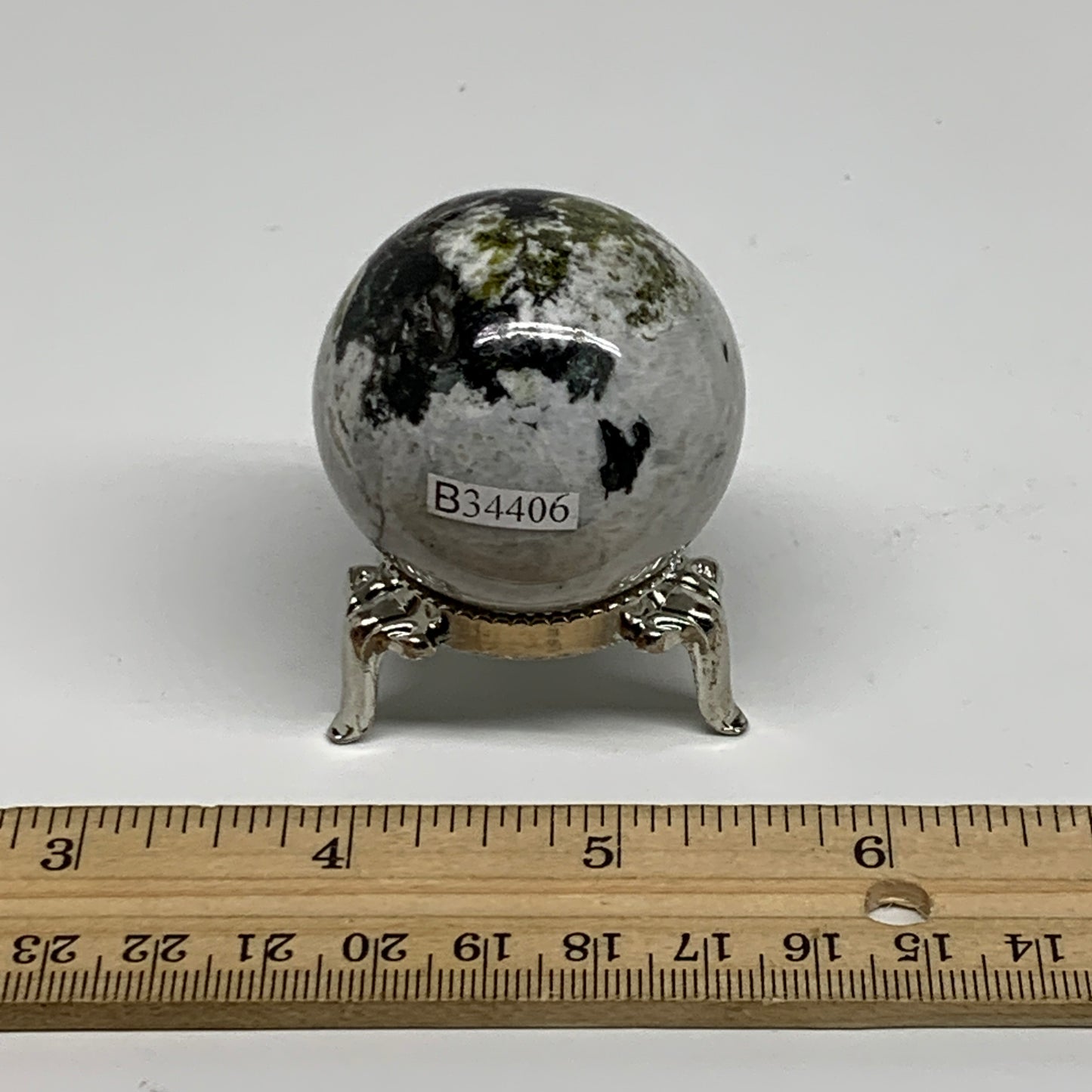 99.9g, 1.6"(40mm), Natural Rainbow Moonstone Sphere Ball Gemstone, B34406