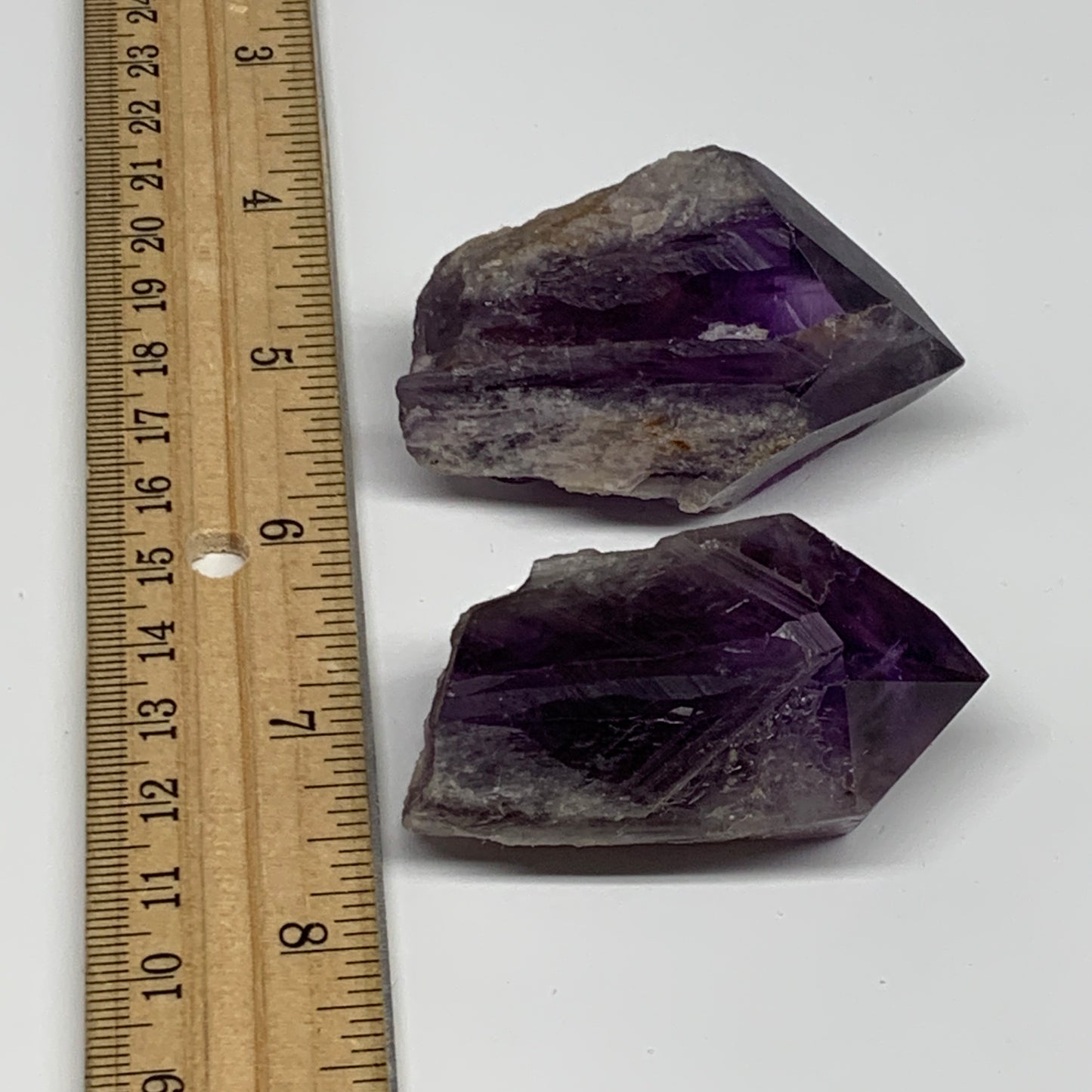 108.2g, 2.2" - 2.2", 2pcs, Amethyst Point Polished Rough lower part, B32388