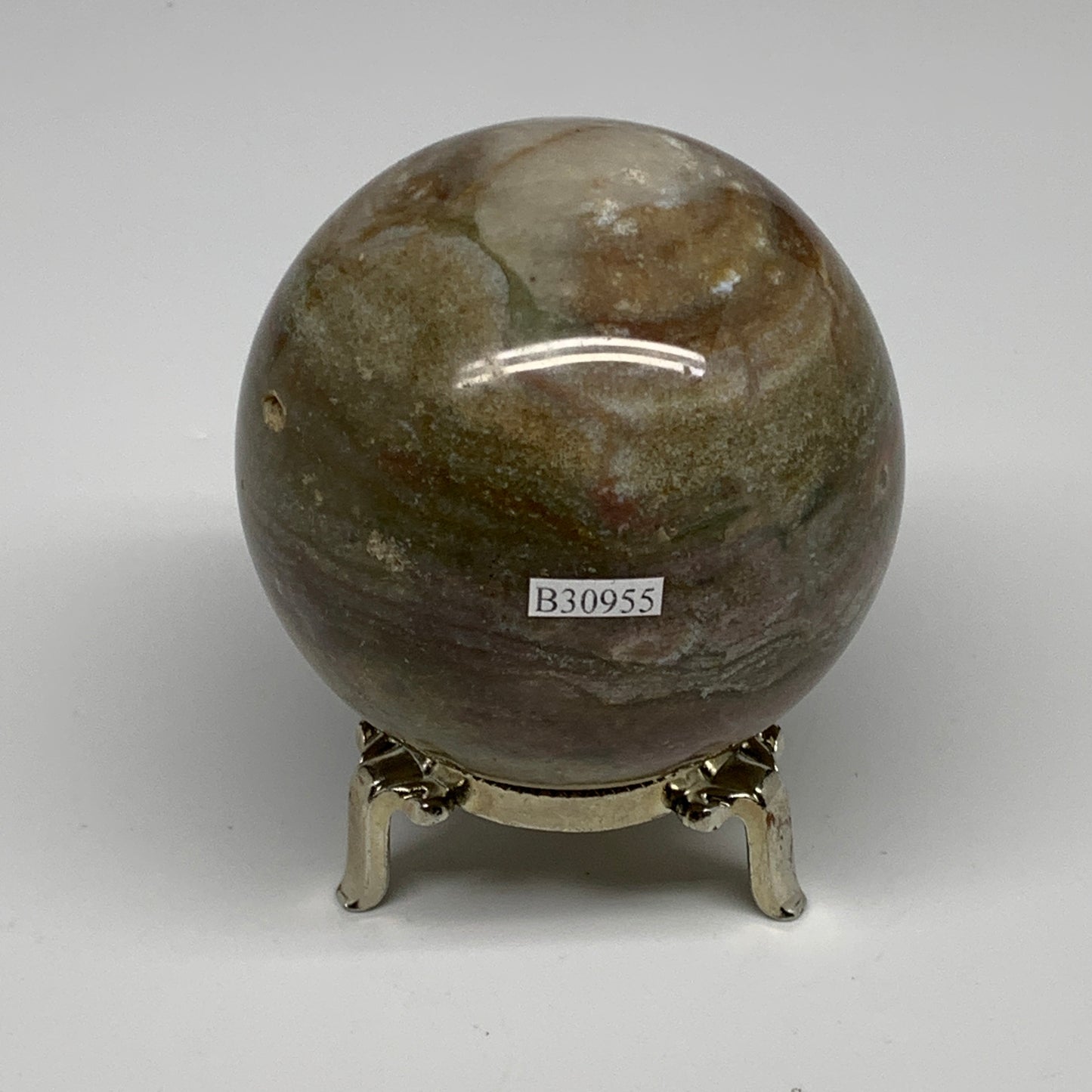 1.15 lbs, 2.9" (72mm), Ocean Jasper Sphere Geode Crystal Reiki, B30955