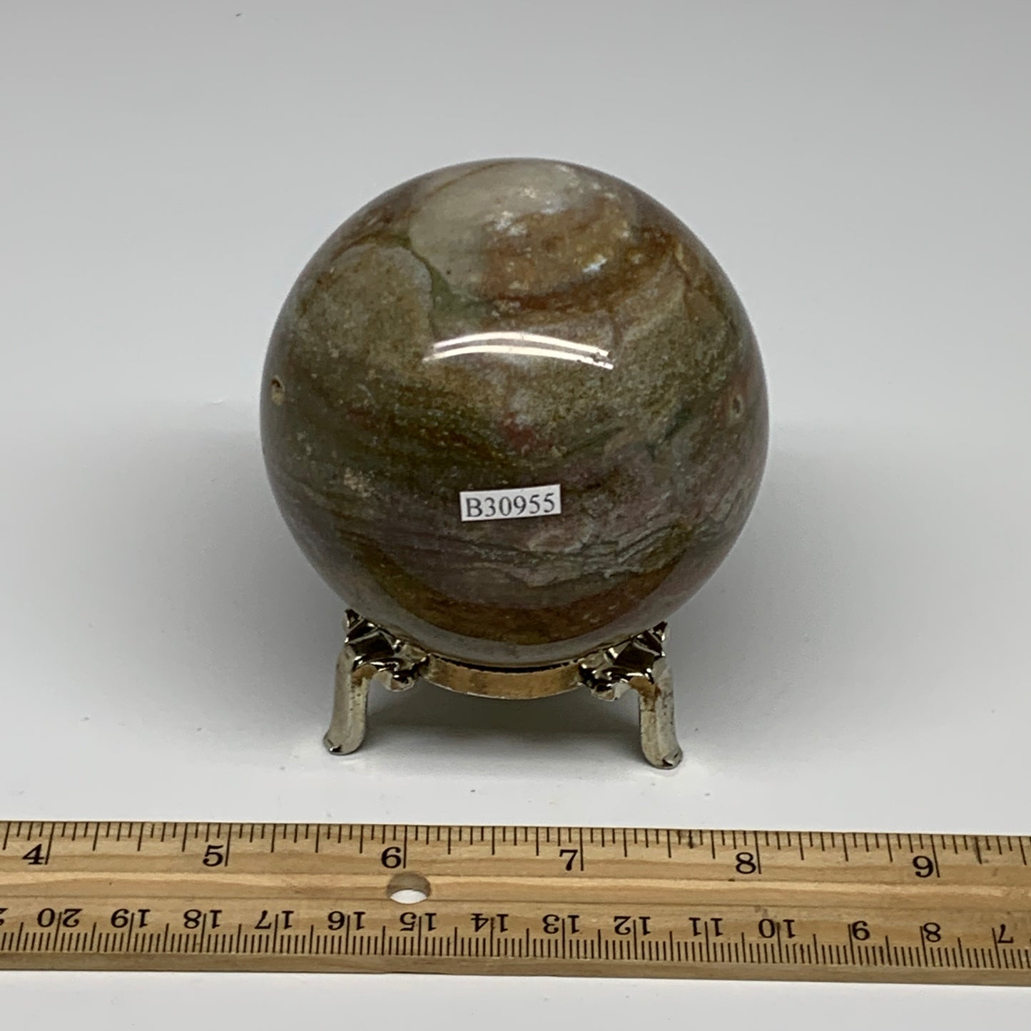 1.15 lbs, 2.9" (72mm), Ocean Jasper Sphere Geode Crystal Reiki, B30955