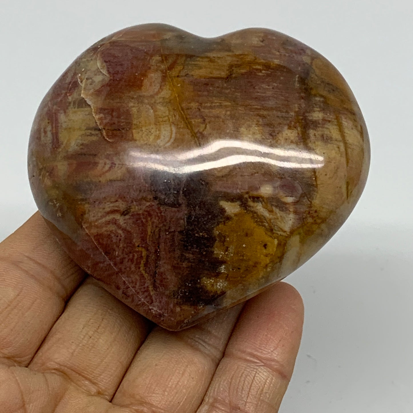 0.49 lbs, 2.6"x2.8"x1.5", Natural Petrified Wood Heart Polished Crystal, B37420