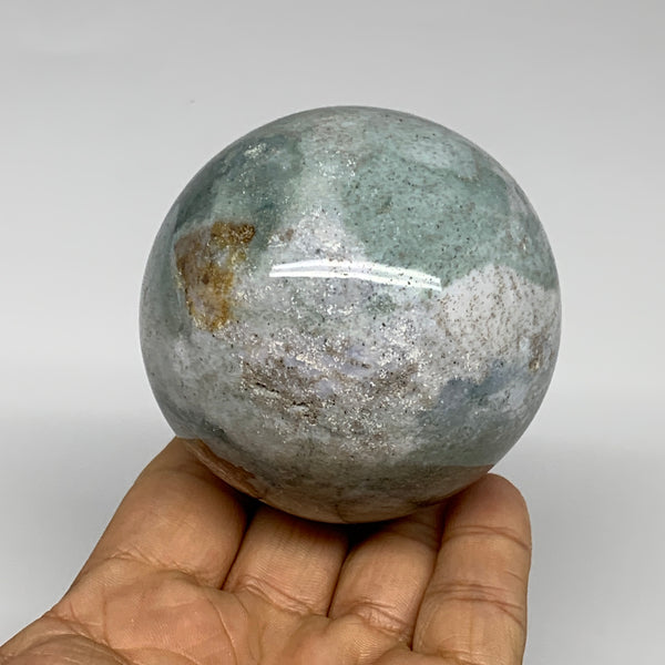 0.88 lbs, 2.6" (66mm), Ocean Jasper Sphere Geode Crystal Reiki, B30956